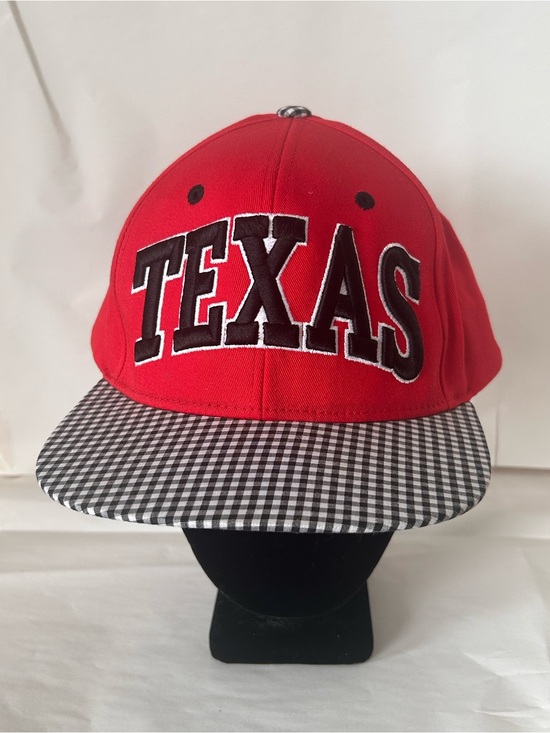 Pit Bull Accessories - Red TEXAS Baseball Cap with Black & White Check Brim